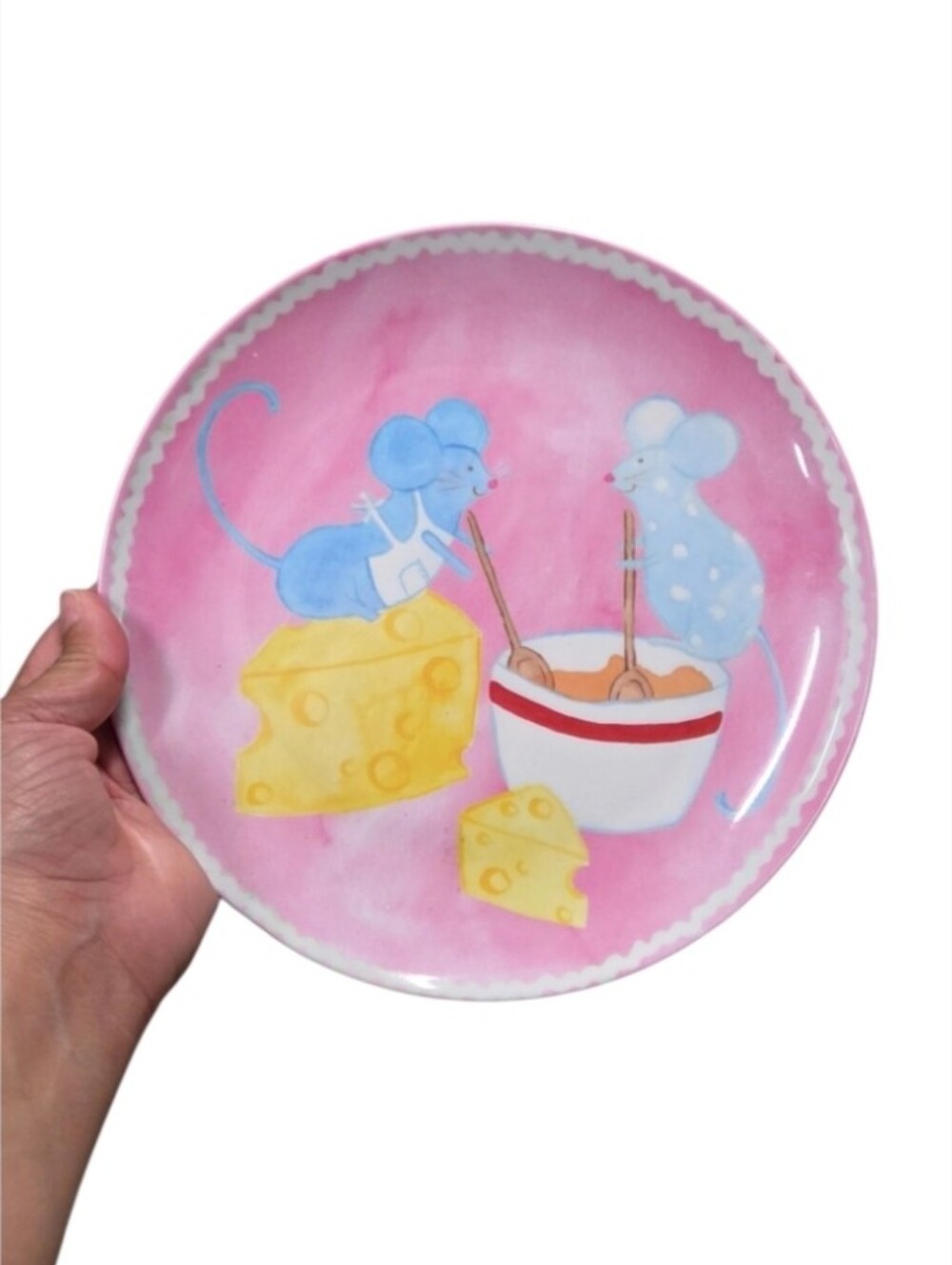 Pottery Barn Kids Melamine Lunch Plate Pink Mouse & Cheese